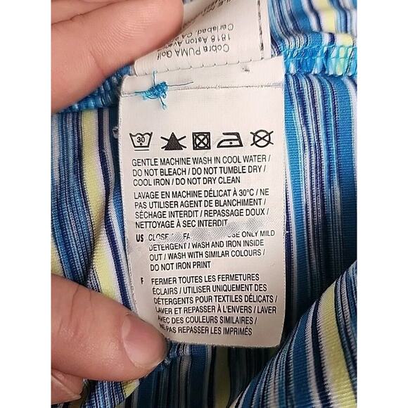 PUMA Golf Polo Mens L Blue Stripe Activewear Performance Workwear Preppy Casual - Picture 11 of 11